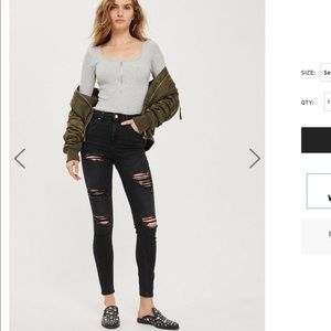 Top shop super ripped jeans in black